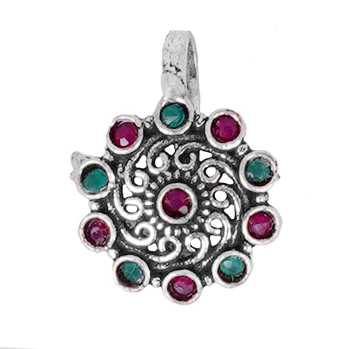 TEEJH Soumya Multicolored Stone Nose Pin For Women