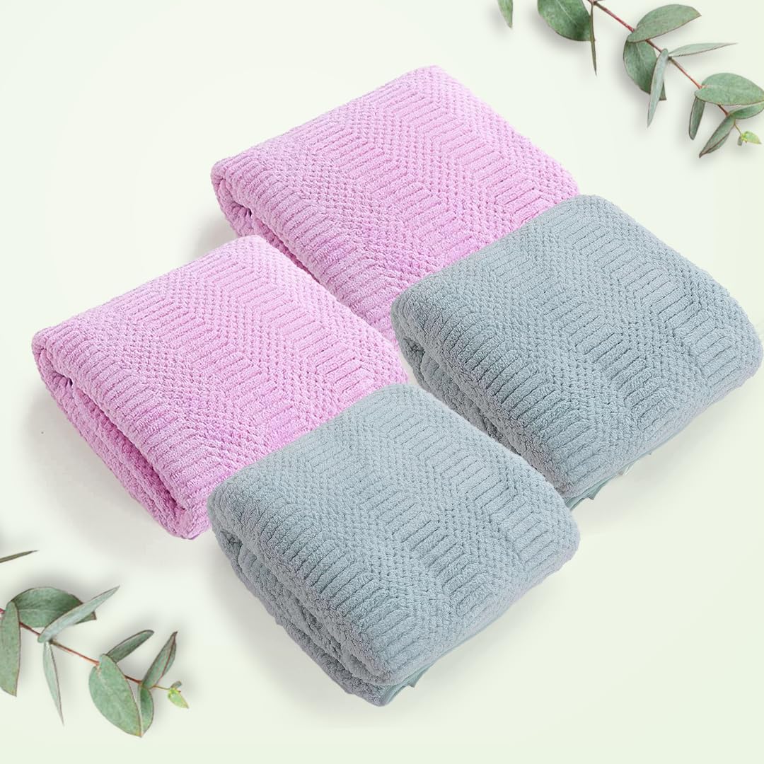 The Better Home Microfiber Bath Towel for Bath | Soft, Lightweight, Absorbent and Quick Drying Bath Towel for Men & Women | 140cm X 70cm (Pack of 4, Pink+Beige) (Pack of 4, Pink+Green)