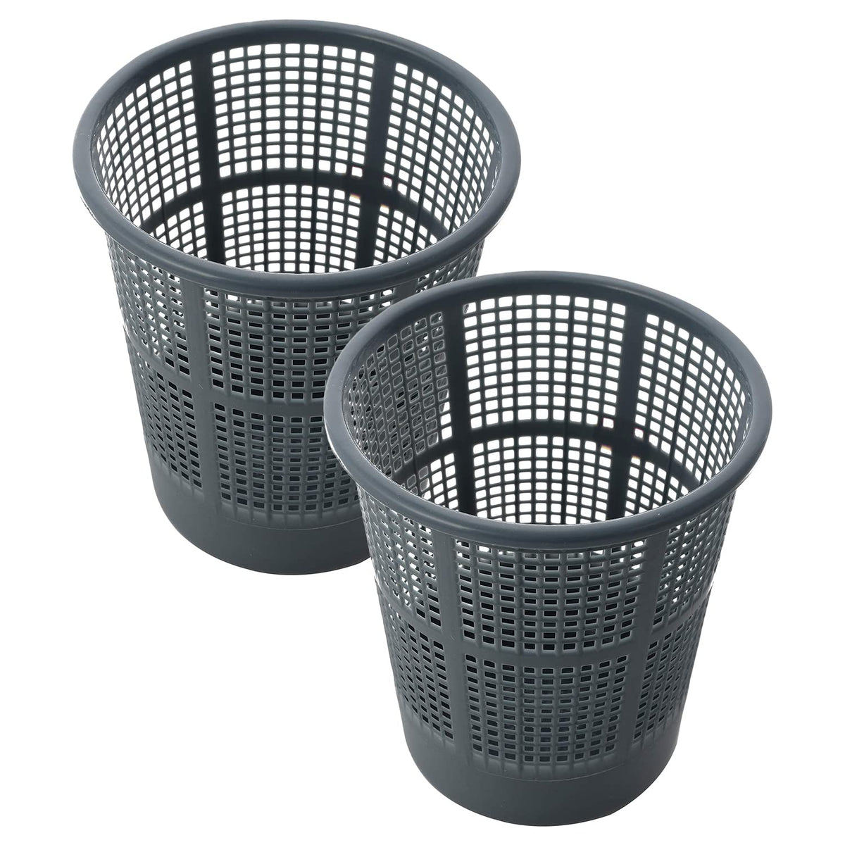 Kuber Industries Mesh Dustbin|Plastic Open Garbage Basket|Portable Round Trash Can for Kitchen|Office|College|5 Liter|Pack of 2 (Grey)