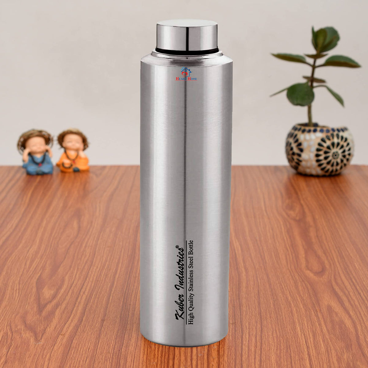 Heart Home Insulated Stainless Steel Water Bottle, Leakproof Lids, Great for Travel, Picnic & Camping, 900 ML (Silver)