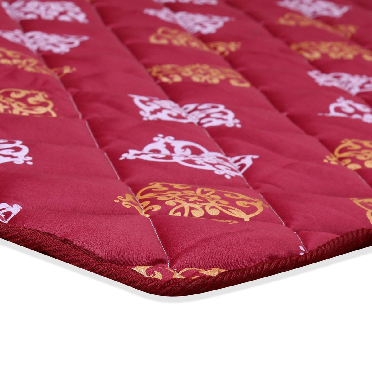 Kuber Industries Printed Cotton Single Size One Inch Fabric Foam Mattress 72 x 36 Inch (Maroon)-CTKTC039236