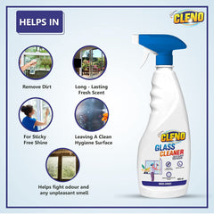 Cleno Glass Cleaner Spray Cleans Tabletops/Mirrors/Glass-Windows/Fridge/Oven/Kitchen Cabinets/Furniture/Car Windows- 450ml (Ready to Use)