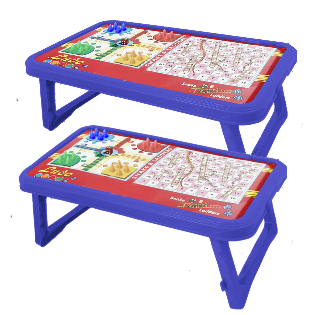 Kuber Industries Plastic 2 Pieces Ludo, Snakes and Ladders Printed Foldable Study Table (Purple) - CTKTC34855
