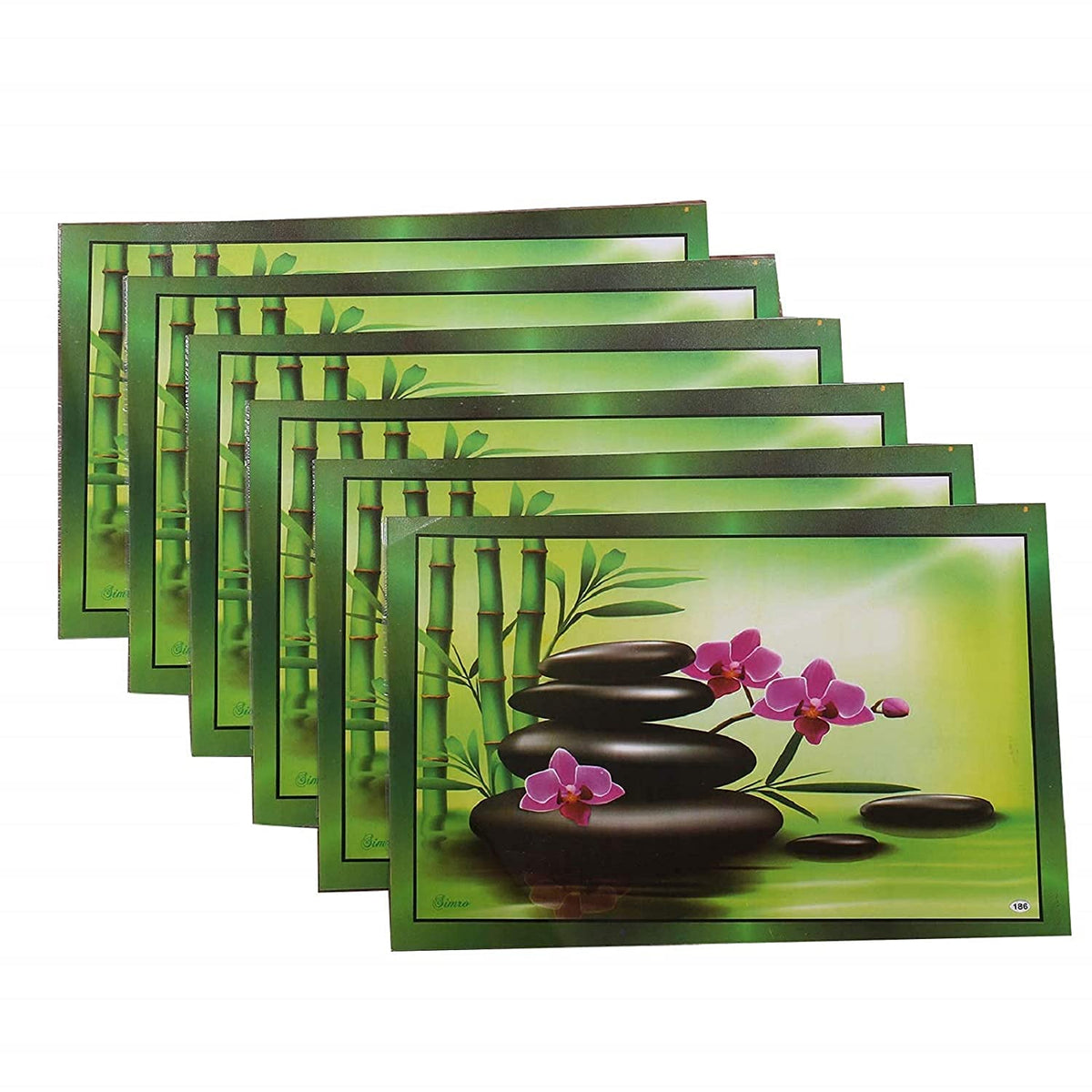 Kuber Industries Lemon Print Design PVC 6 Piece Reversible Dining Table Placemat Set (Green)-CTKTC32970