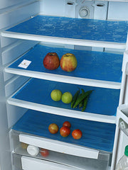 Kuber Industries Circle Design 3 Pieces PVC Refrigerator/Fridge Multipurpose Drawer Mat Set(Blue)-CTKTC32302