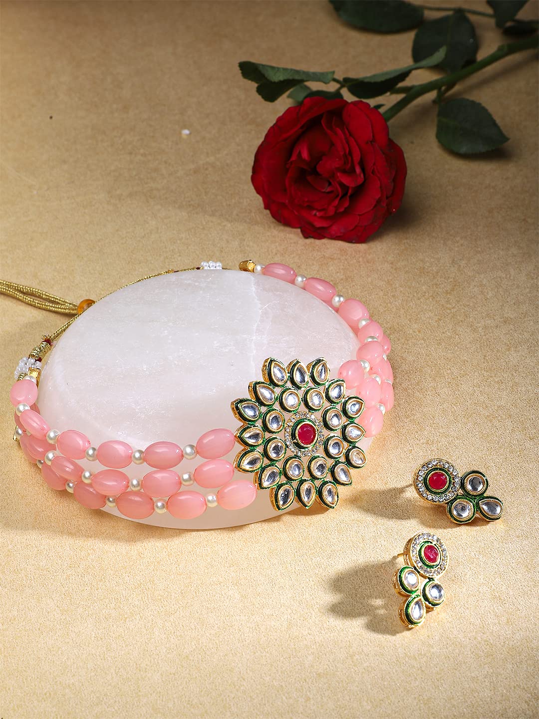 Pink beads deals jewellery