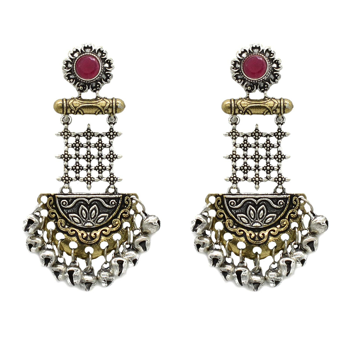 Teejh Geometric Red Dual Tone Earrings For Women