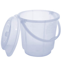 Kuber Industries 2 Pieces Unbreakable Virgin Plastic Strong Transparent Bathroom Bucket with Lid 18 LTR (White)-KUBMART831