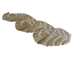 Kuber Industries Table Runner|Leaf Design & Soft Leather Material|Size 92 x 32 CM (Gold)