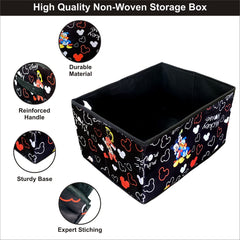 Kuber Industries Storage Box|Toy Box Storage For Kids|Foldable Storage Box|Disney Mickey Print|Foldable & Space Saver|Black
