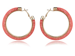Yellow Chimes Exclusive Crystal-Filled Stylish Fashion Hoops Earrings for Women and Girls (Reddish Peach)