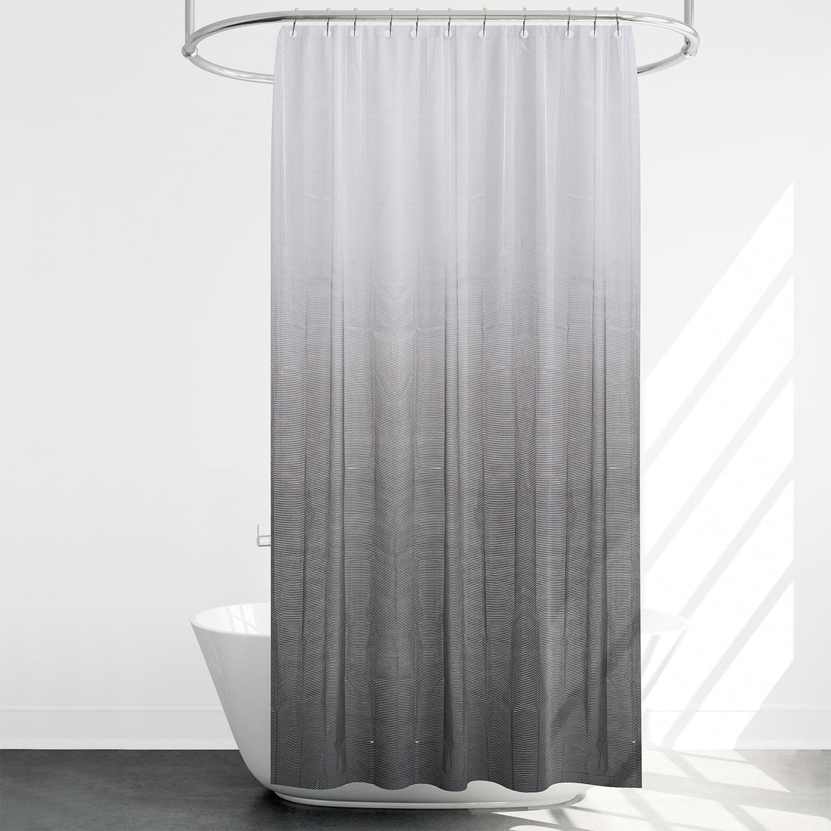 Kuber Industries Shower Curtain | Odette Design PEVA Curtain for Bathroom | Shower Curtain for Bathroom | Bathroom Shower Curtain with Hooks | 6 Feet | Gray