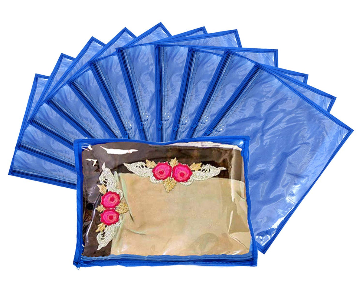 Kuber Industries Non Woven Single Packing Saree Cover 12 Pcs Set (Blue) - CTKTC30700