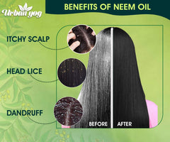 Urban yog Ayurvedic jadibuti Neem Oil for Hair, Face & Skin Enhance Growth for Dry and Damaged Hair, Best Skin Moisturizer with Herbs for a Lice Free, Healthier Scalp and Acne-Prone Skin, 200ml