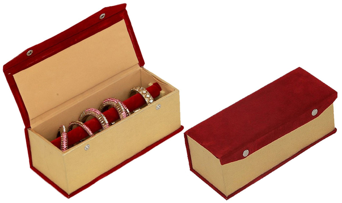 Kuber Industries 2 Pieces Wooden Single Roll Bangle Box Set, Maroon
