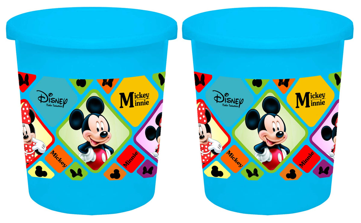 Kuber Industries Disney Mickey Minnie Print Plastic 2 Pieces Dustbin/Garbage Bin/Waste Bin, 5 Liters (Blue) -HS_35_KUBMARTS17770