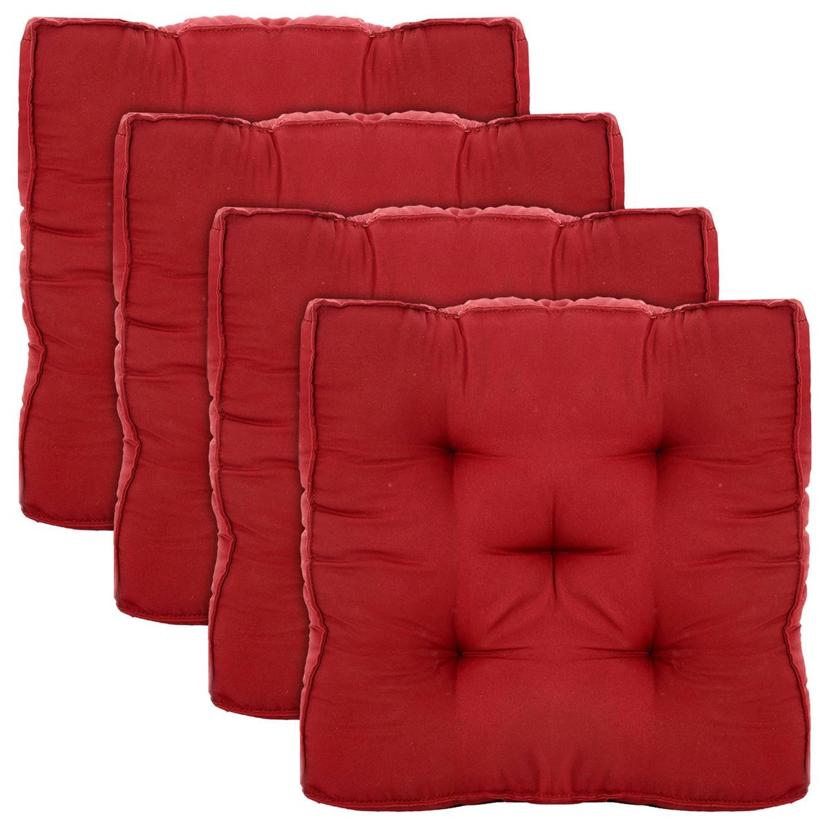 Kuber Industries Microfiber Square Chair Pad Seat Cushion for Car Pad, Office Chair, Indoor/Outdoor, Dining Living Room, Kitchen-Pack of 4, 18 * 18 Inch (Maroon), Standard (HS_37_KUBMART020910)