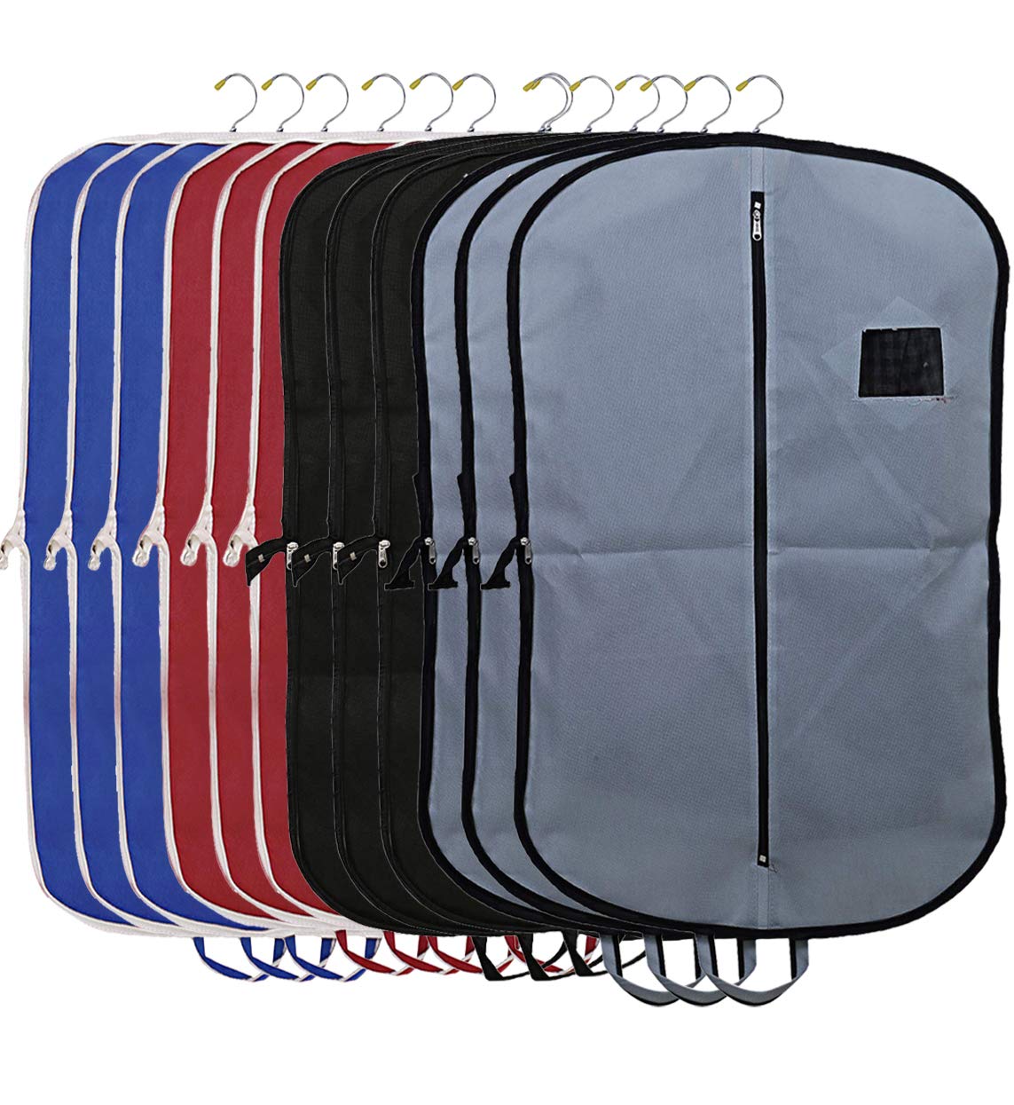 Kuber Industries 12 Pieces Foldable Non Woven Men's Coat Blazer Suit Cover (Grey & Black & Maroon & Royal Blue) -CTKTC41870