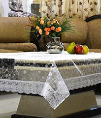 Kuber Industries Table Cloth|Center Table Cover|Round Table Cover|Table Cover 4 Seater|Silver Lace