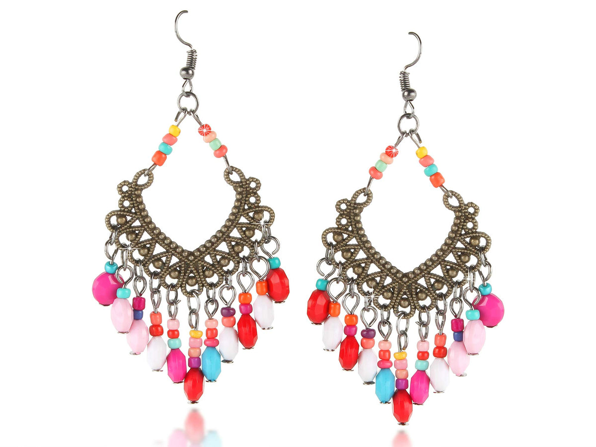 Yellow Chimes Young Colors Beads Stylish Bohemian Hangings Oxidized Earring for Women and Girls