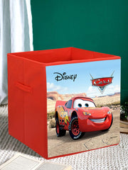 Kuber Industries Storage Box|Toy Box Storage For Kids|Foldable Storage Box| Disney Cars Print (Red)