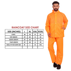 THE CLOWNFISH Rain Coat for Men Waterproof for Bike Raincoat for Men with Hood. Set of Top and Bottom. Classic Series (Orange, XXX-Large)