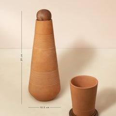 Ellementry terracotta water bottle with sphere stopper | 650 ml | Water Bottle| Handcrafted | Sustainable | Food Safe | Cultural Revival | Set of 2