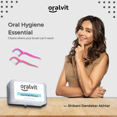 Oralvit Dental Floss Toothpicks for Teeth Cleaning, Fresh Breath Healthy Gums (20Pcs) - Pack of 2