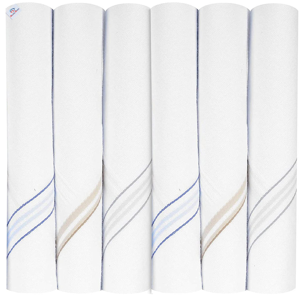 Heart Home Lining Design 100% Cotton Premium Collection Handkerchiefs Hanky for Men, Set of 6 (White), Standard (HS_37_HEARTH020438)