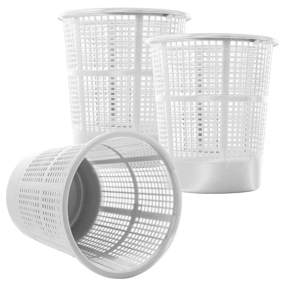 Heart Home Mesh Design Plastic Dustbin/Garbage Bin, 5Ltr.- Pack of 3 (White)-47HH0786