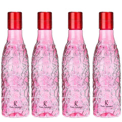 Kuber Industries BPA-Free Plastic Water Bottle | Leak Proof, Firm Grip, 100% Food Grade Plastic Bottles | For Home, Office, School & Gym | Unbreakable, Freezer Proof, Fridge Water Bottle | Pack of 4 - Pink