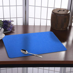 Kuber Industries Square Design PVC Table Placemat for Home, Hotels, Set of 6 (Blue)