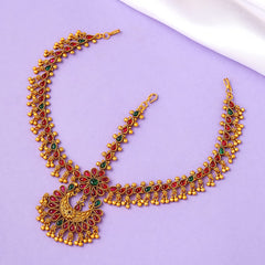 Yellow Chimes Head Chain For Women Gold Toned Bridal layered Beaded Traditional Mathapatti For Women and Girls (Gold 5)