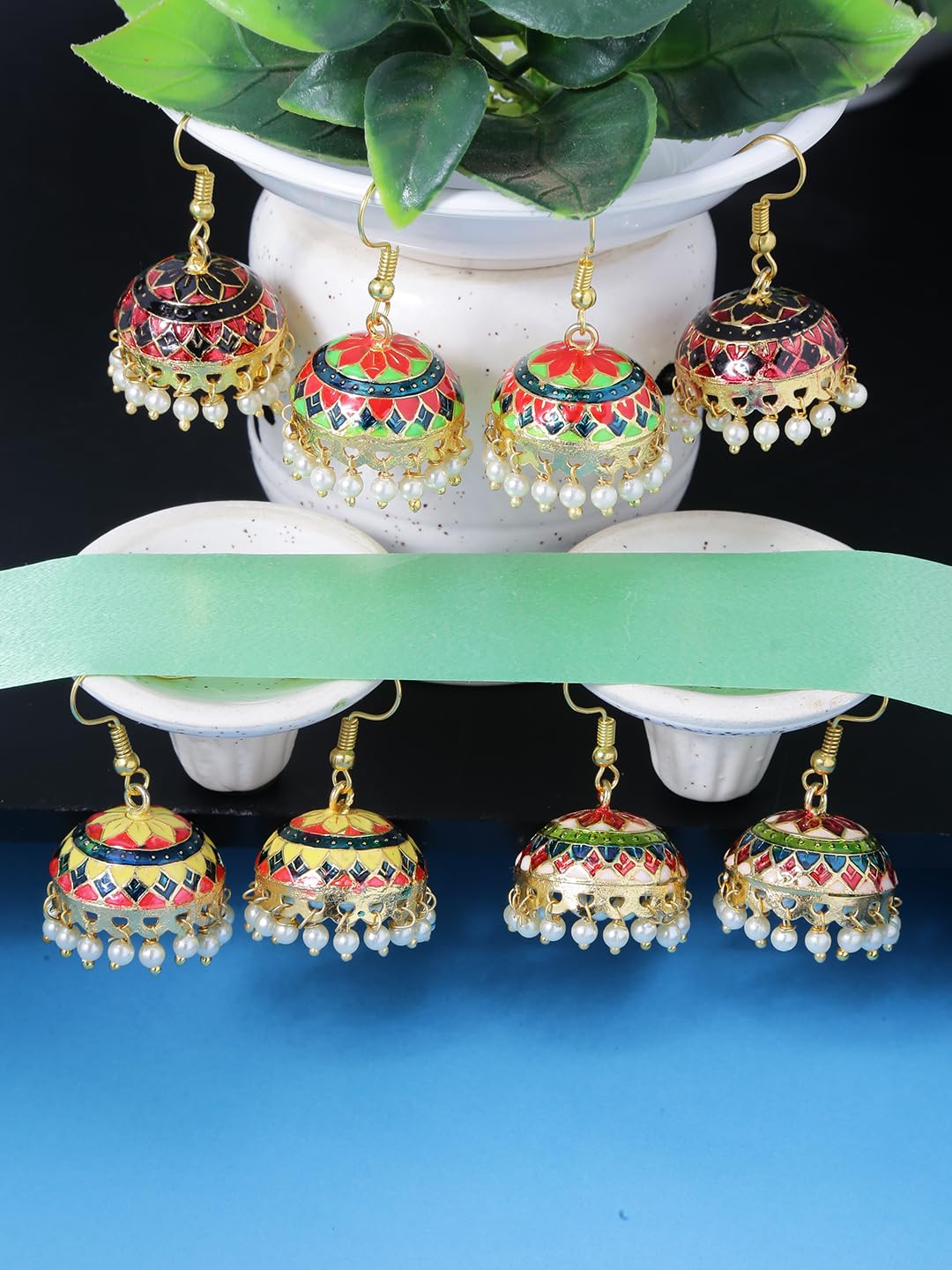 Bold Rajasthani Jhumka Earrings – Cosmic Norbu