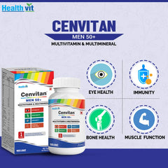 Healthvit Cenvitan Men 50+ Multivitamins and Multimineral 25 Nutrients (Vitamins and Minerals) | Eye Health, Immunity, Bone Health and Muscle Function ‚Äì Pack of 60 Tablets