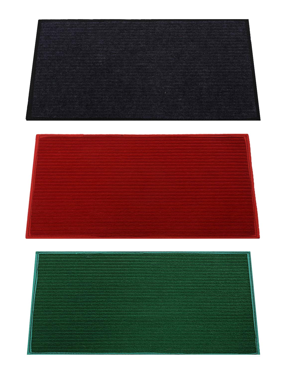 Kuber Industries Microfiber Anti Slip 3 Pieces Door Mat 14"x21"(Grey, Red & Green) -CTLTC11443