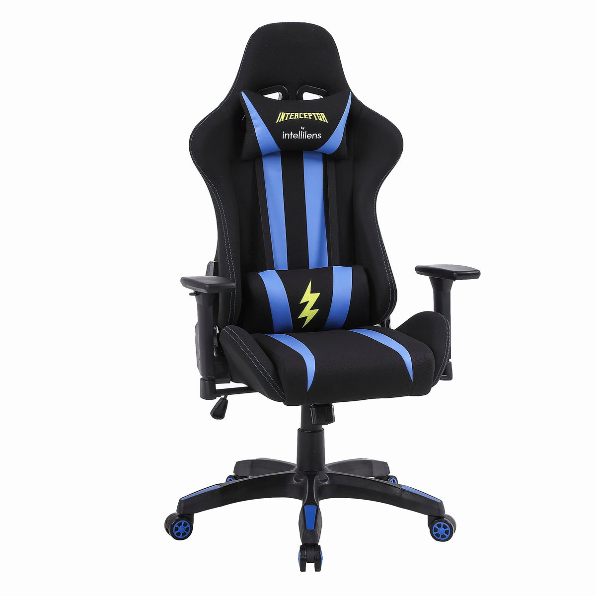 INTERCEPTOR Gaming Chair Diablo Series - Mesh Fabric | Ergonomic Design with Premium Fabric, Adjustable Neck & Lumbar Pillow, 3D Adjustable Armrests - Blue