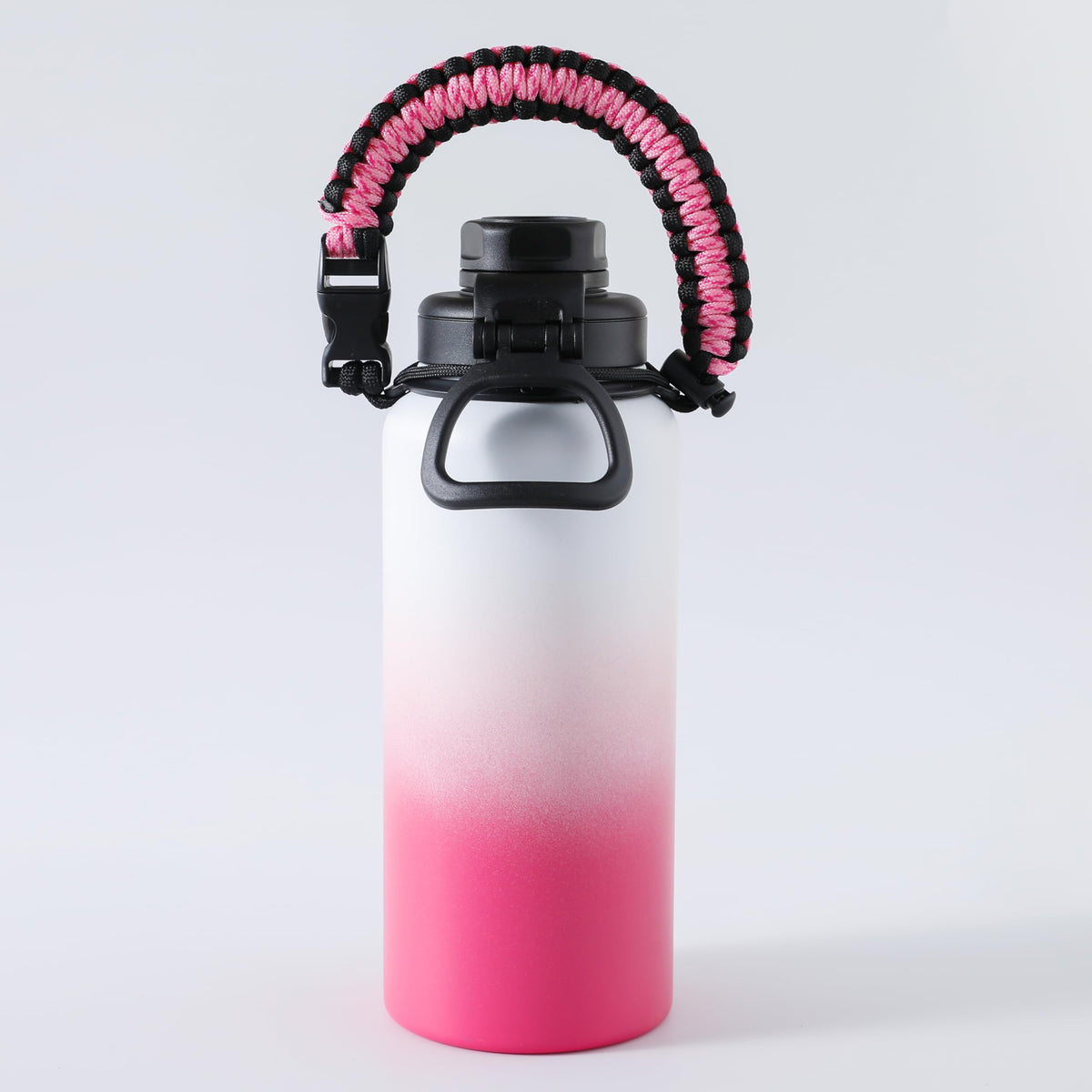 UMAI Stainless Steel Water Bottle|Vacuum Insulated Flask Water Bottles with Rope and Carabiner for Outdoor Adventures, Fitness Activities, Daily Commute|Hot and Cold Water Bottle | 960ml | Pink-White