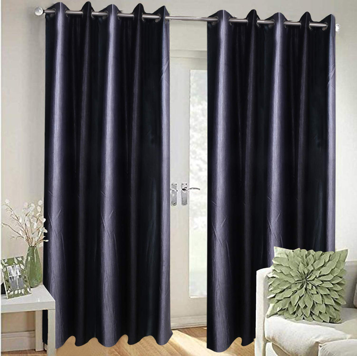 Kuber Industries 1 Piece Polyester 7 Feet Eyelet Door Curtain (Purple) -Ctktc12918