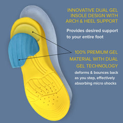 Dr Foot Gel Insoles Pair | For Walking, Running, Sports, Formal and Safety Shoes | All Day Comfort Shoe Inserts with Dual Gel Technology | For Both Men & Women - 1 Pair