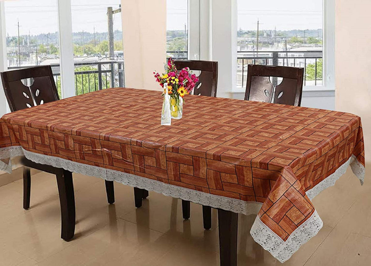 Kuber Industries Wooden Design PVC 6 Seater Dining Table Cover - Wooden (CTKTC02084)