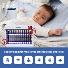 Candes 30 W Insect Killer Machine/Bug Zapper/Fly Catcher for Home Restaurants, Hotels & Offices, UV Bulbs, Insect Control (White)