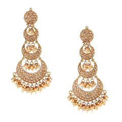 Yellow Chimes Earrings for Women and Girls Traditional Kundan Studded Chandbali | Gold Plated | Kundan Stone Chandbali Earrings | Birthday Gift for girls and women Anniversary Gift for Wife