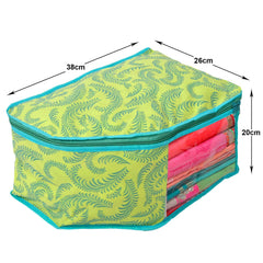 Kuber Industries Leaf Printed Non-Woven Blouse Cover/Organizer With Front Window- Pack of 4 (Green)-44KM0531