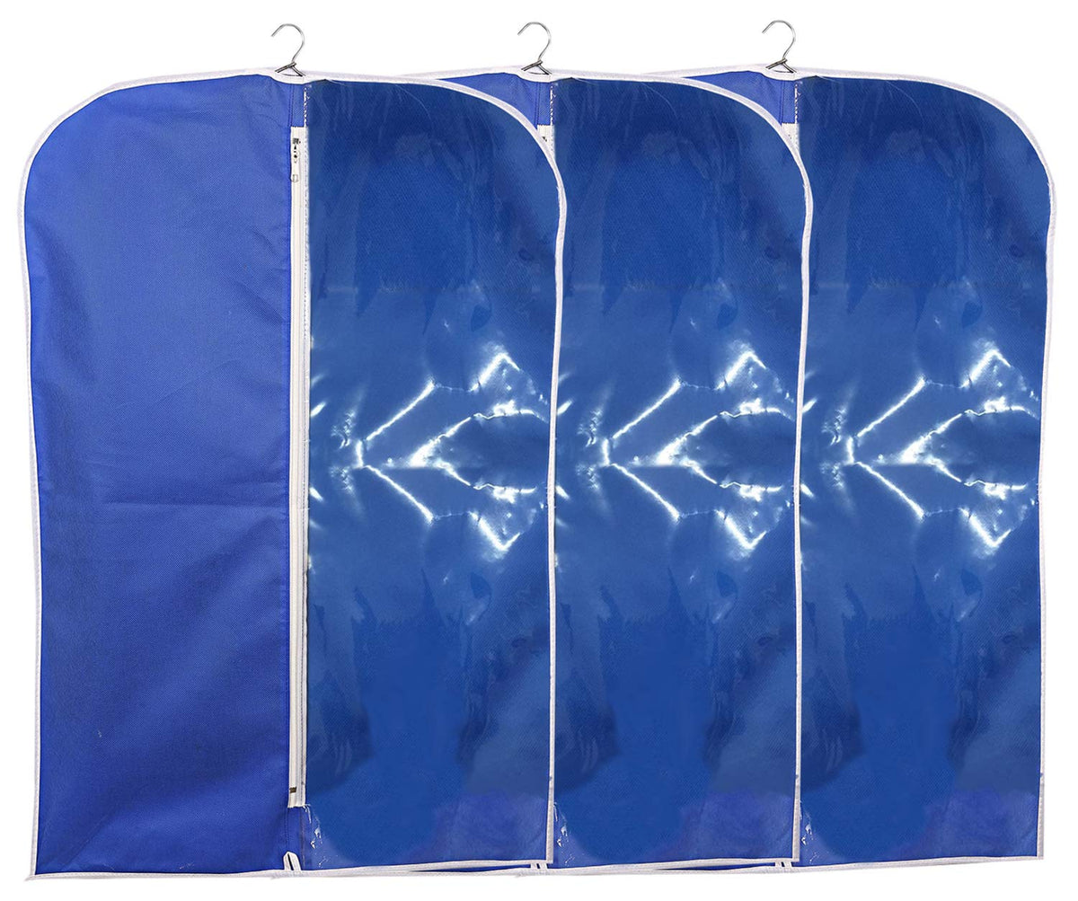 Kuber Industries Non Woven 3 Pieces Men’s Coat Blazer Cover (Blue) -CTKTC25459