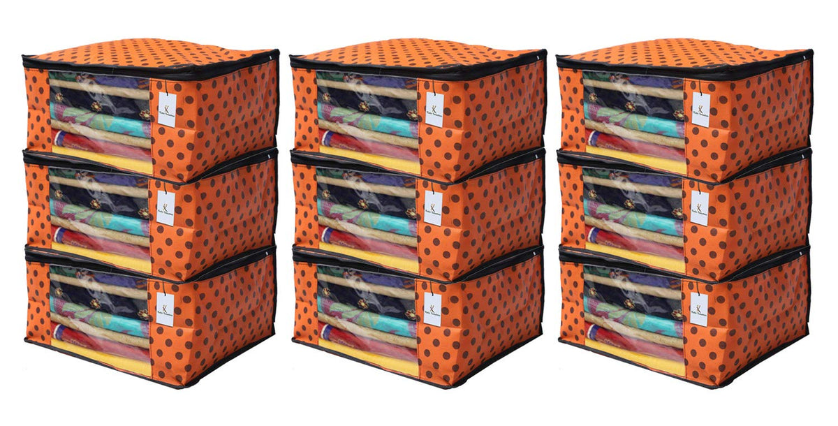 Kuber Industries 9 Piece Non Woven Saree Cover Set, Orange,CTKNEW146