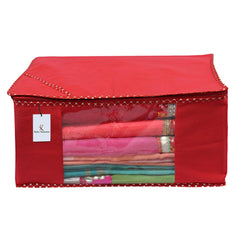 Kuber Industries 3 Piece Non Woven Saree Cover Set, Red,Large Size -CTKTC6432