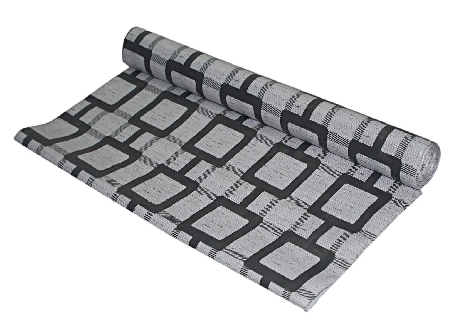 Kuber Industries Checkered Design PVC Wardrobe Kitchen Drawer Cupboard Cabinet Shelf Mat, Shelf Liner 5 Mtr (Grey) - CTKTC040171