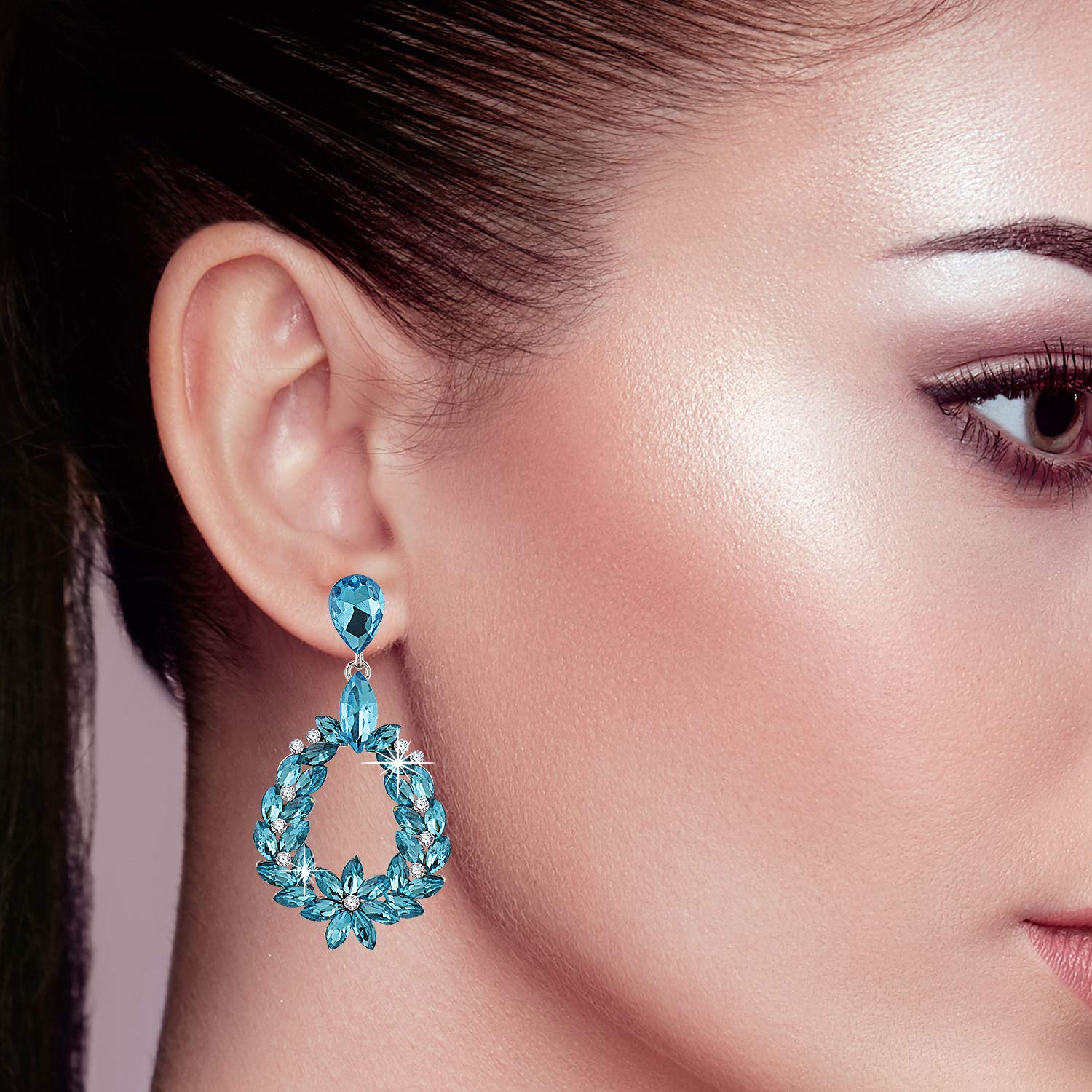 Yellow Chimes Elegant Sparkling Blue Crystal Crystal Drop Earrings for Women and Girls