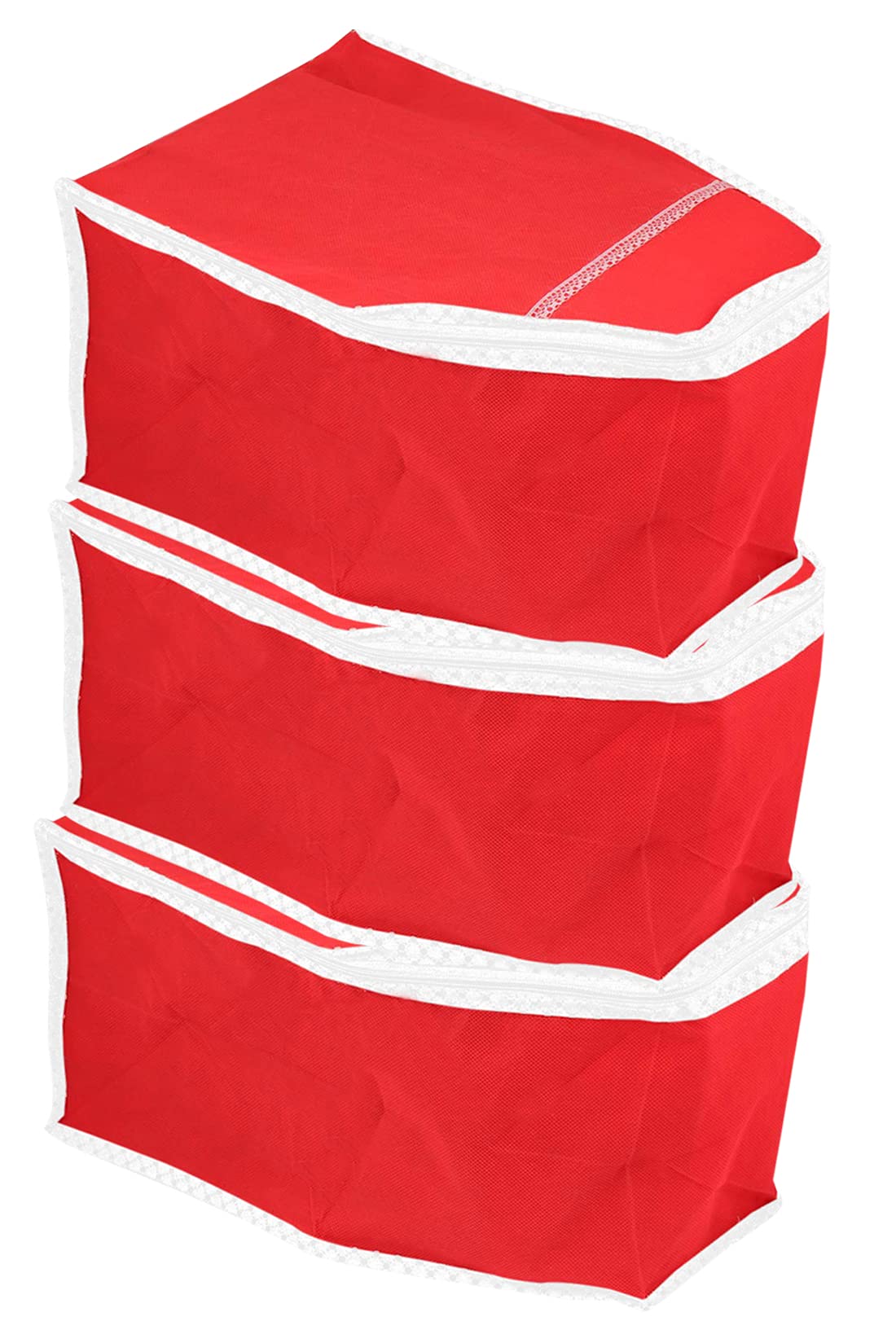 Kuber Industries Non Woven Blouse Cover Wardrobe Organiser Clothes Storage Bag-Pack of 3 (Red)-HS_38_KUBMART21649